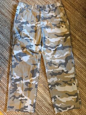 Men's Camo Straight-Leg Utility Pants - Khaki/Gray/Brown 36Wx32L